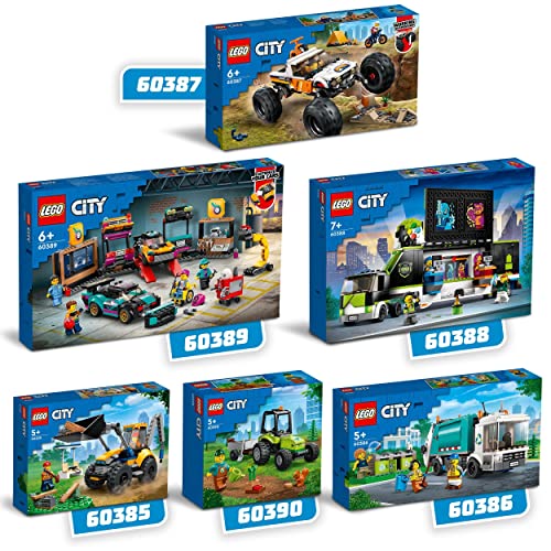 LEGO 60386 City Camión de Reciclaje, Juguete de Aprendizaje, Vehículo de Basura con 3 Contenedores, Mini Figuras, Idea de Regalo Niños de 5 Años o Más