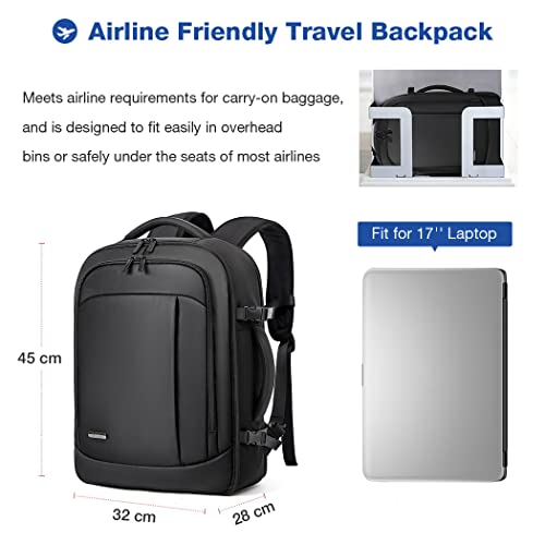 Lekespring Mochila Viaje Cabina Avion (40L) | Mochila Viaje Mujer Hombre - Maletas de Viaje Cabina con 6 Bolsas Organizadoras - Vacaciones Negocios Viajes Escuela - Negro