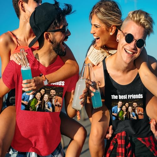 lepni.me Camisetas de Tirantes para Hombre Regalo Personalizado, Agregar Logotipo de la Compañía, Diseño Propio o Foto (M Negro Multicolor)