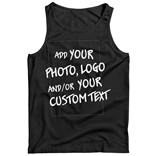 lepni.me Camisetas de Tirantes para Hombre Regalo Personalizado, Agregar Logotipo de la Compañía, Diseño Propio o Foto (M Negro Multicolor)