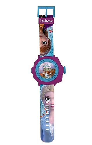 Lexibook Frozen 2 - Reloj de pulsera con pantalla digital ajustable de Frozen 2 con 20 proyecciones de Elsa, Anna y Olaf, para niños/niñas, azul y morado, DMW050FZ