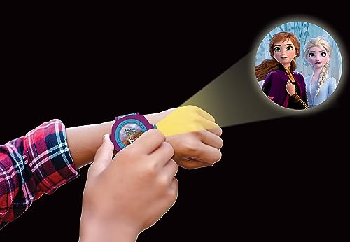 Lexibook Frozen 2 - Reloj de pulsera con pantalla digital ajustable de Frozen 2 con 20 proyecciones de Elsa, Anna y Olaf, para niños/niñas, azul y morado, DMW050FZ