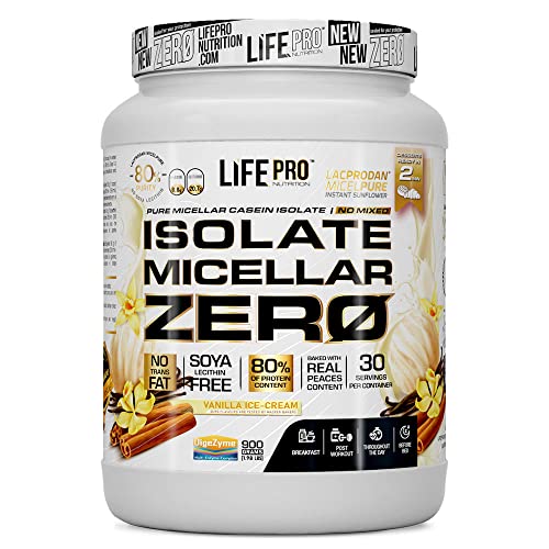 Life Pro Isolate Zero Micellar 900g | Alimento deportivo que aúna los beneficios del Aislado de caseína y el Aislado de suero de Leche (VAINILLA ICE CREAM)