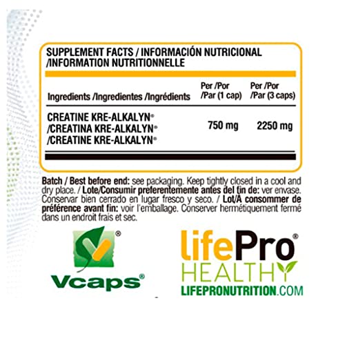 Life Pro Kre-Alkalyn 2250mg 100 caps | Creatina Kre-alkalyn 2250mg en cápsulas, de rápida absorción