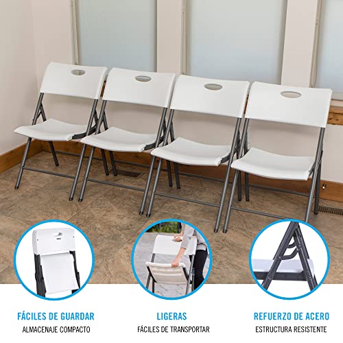 Lifetime 92114 - Pack 4 sillas plegables plástico ultrarresistentes / Sillas para eventos, catering, oficina, exterior e interior / Sillas plegables Lifetime ligeras y versátiles
