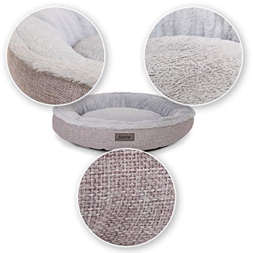 lionto Cama Redonda para Perros cojín para Perros sofá Perros Cama con Forma de Donut, 55 cm Ø Gris