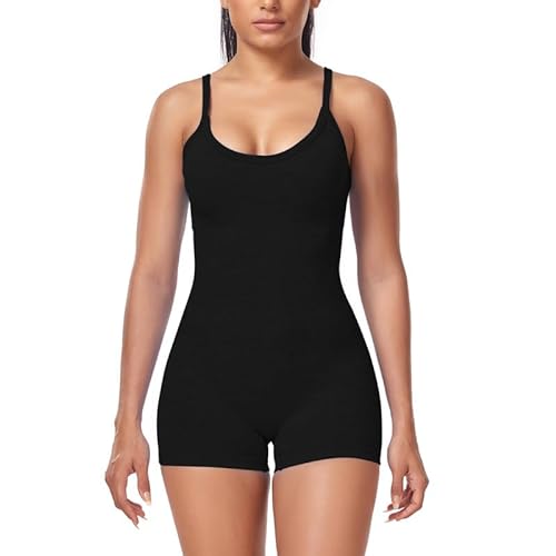 Litthing Monos de Yoga Para Mujer Bodycon de Cuello Cuadrado Sin Manga de Una Pieza Mono Deportivo Sexy Ropa Deportiva Mujer Chándal Conjunto de Gimnasio Ajustado Elástico Acanalados Romper