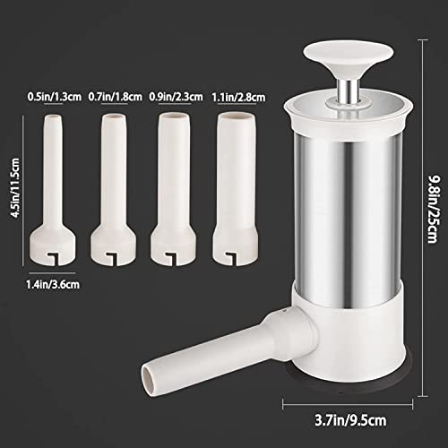 Lixiin Máquina Salchichas, Embutidora de Chorizos Máquina de Salchichas Embutidos Manual de Acero Inoxidable con 4 Tubos de Llenado para Hogar Fiesta (Capacidad 2.2L)