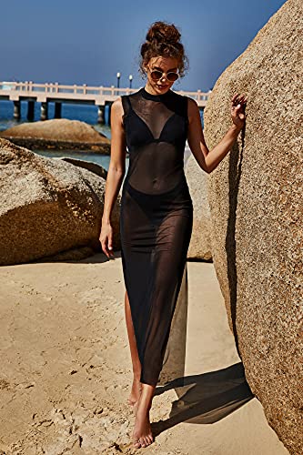 Loalirando Ropa de calle transparente para mujer, vestido de fiesta, club, ropa interior, Negro , M