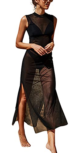 Loalirando Ropa de calle transparente para mujer, vestido de fiesta, club, ropa interior, Negro , M