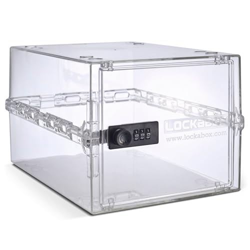 Lockabox One™ | Caja de almacenamiento compacta e higiénica con cerradura para alimentos, medicamentos y seguridad en el hogar (Cristal)