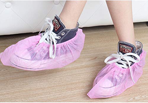 logei® 100pcs chanclos Desechables Cubierta de Zapatos Desechables Cubre Calzado Desechables Zapatos de Manga cubrezapatos Fundas de Zapatos (Rosa)