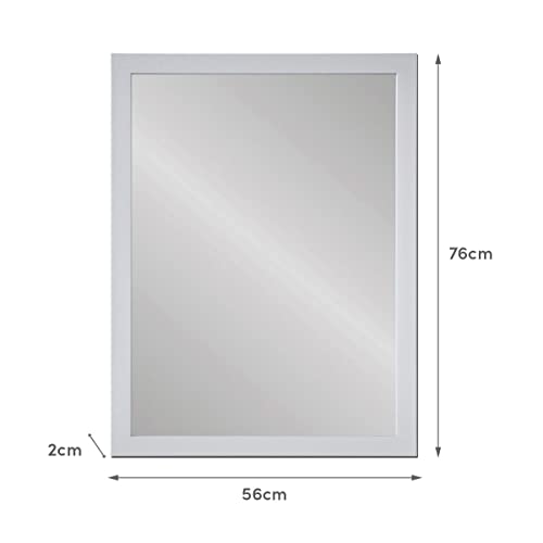 LOLAhome Espejo de Pared de Madera MDF nórdico de 56 x 76 cm para decoración (Blanco)