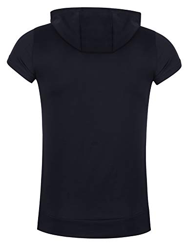 Lomon - Camisetas de gimnasio para hombre, camiseta deportiva, camiseta de tirantes fina para fitnes, sudaderas sin mangas, con capucha y bolsillos, Negro, S