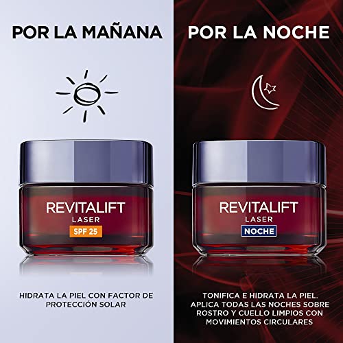 L'Oréal Paris Revitalift Láser Crema de Noche Anti-Edad Triple Acción, Antiarrugas y Multicorrección, 50 ml