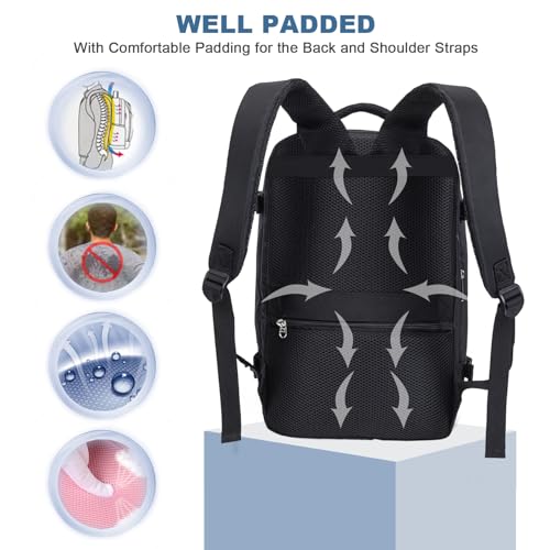 Lossga Mochila Viaje Cabina Avion 40x20x25 para Ryanair Travel Backpack Mochila Maleta Equipaje de Mano Mochilas Viagem Bolsa Viaje Ryanair Hombre Mujer, Negra