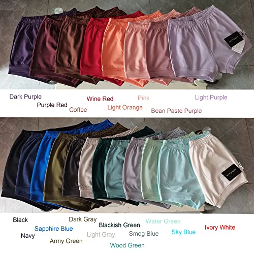 LUHAYESA Calidad 95% algodón elástico Iyengar pantalones cortos de yoga hombres mujeres Iyengar pantalones cortos, Morado Oscuro, 42
