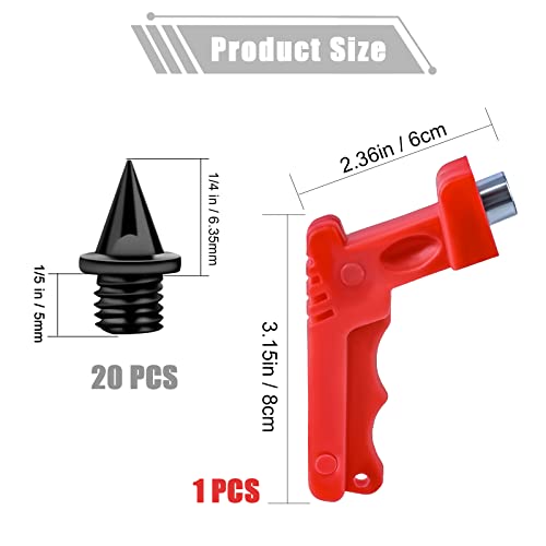 LUTER 20 Piezas 6,35mm(1/4 Pulgada) Track Spikes Clavos Atletismo Velocidad con Llave de Púas Repuesto Acero Inoxidable para Calzado Deportivo Salto de Longitud Atletismo en Pista y Campo (Negro)