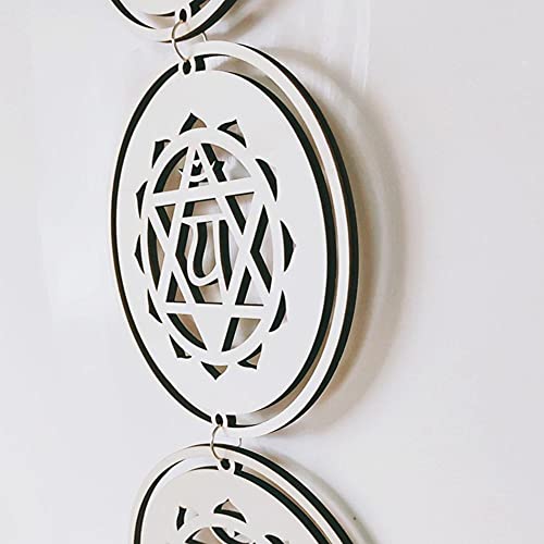 Lutiore Adorno colgante de madera, estilo bohemio, símbolo de 7 chakras, para casa, oficina, ventana, decoración para colgar en la pared, yoga, relajarse