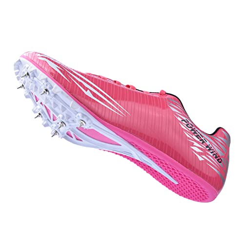 LZQpearl Zapatillas De Atletismo para Hombres Y Mujeres, Zapatillas con Pinchos para Correr Compatibles con 7 Clavos, Zapatillas De Atletismo Unisex para Salto Alto Y Largo Sprint (34,Pink)