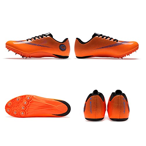 LZQpearl Zapatillas De Atletismo, Zapatillas Unisex para Correr Profesionales, Zapatillas Deportivas con Clavos De 8 Clavos para Hombres Y Mujeres, Zapatillas Cómodas para Sprint, Running (45,Orange)