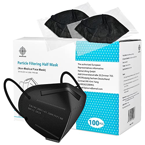 magriaid Mascarillas FFP2 - Homologadas CE [20 UDS] Adulto Mascarilla de Protección N95, Envase Individual, 5 capas Alta Filtración, Negro