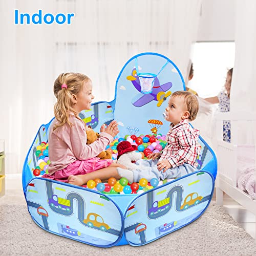 MAIKEHIGH Piscina de Bolas Bebe, Parque Bolas Infantil Plegable para niños con aro de Baloncesto, Juguete para niños, casa de Juegos, Interior, al Aire Libre (Bolas no Incluidas)