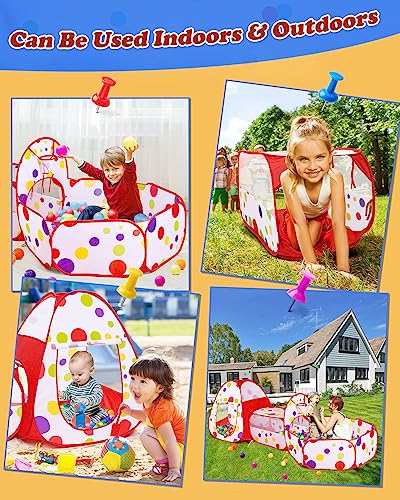 MAIKEHIGH Tienda Campaña Infantil 3 en 1, Piscina Bolas Bebe Parque De Bolas Tunel de Juego Infantil Plegable Interiores Exteriores Jardín Casa de Juego Niños Niñas Juguetes Regalos