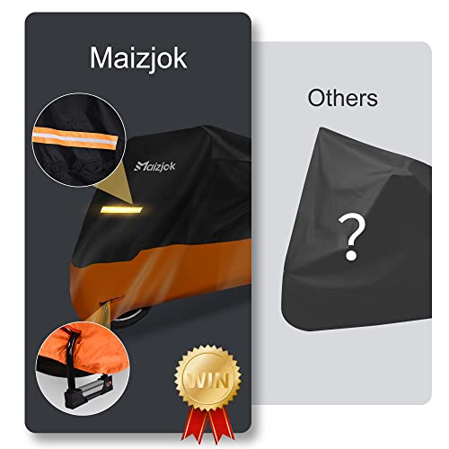 Maizjok Funda Moto Impermeable, Protector Cubierta Moto Exterior, 210D Poliéster Funda Cubre Moto con Tiras Reflectantes, Universal para Scooter Vespa Motocicleta Grande Motocross XXL (275x105x125 cm)