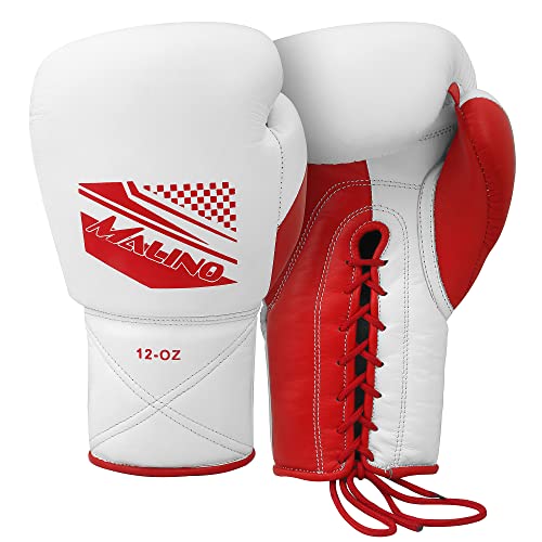 Malino Guantes de Boxeo de Cuero con Cordones 12 onzas Guantes de Lucha Profesional
