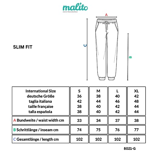 Malito 8021-G - Pantalones deportivos para mujer con aspecto clásico | Pantalones deportivos en colores lisos | holgados para bailar | Pantalones de chándal, azul vaquero, S