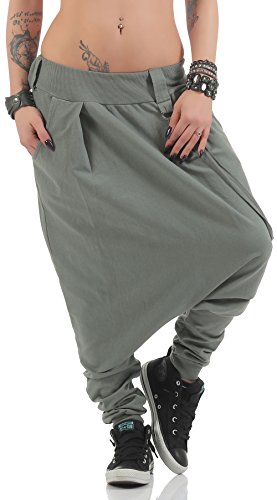 Malito básico Pantalones Bombacho Pantalones Anchos 91086 Mujer Talla Única