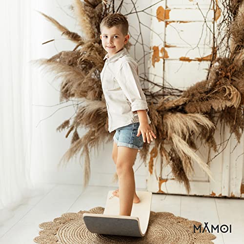 MAMOI® Balance board 85x30 cm | Tabla equilibrio niños | Tabla curva montessori | Tabla curva de madera | Bola equilibrio | Tabla curva wobbel | Tabla wobbel madera | Balance board surf | 100% ECO