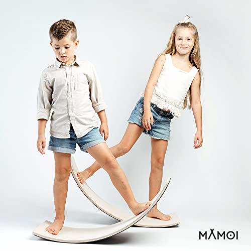 MAMOI® Balance board 85x30 cm | Tabla equilibrio niños | Tabla curva montessori | Tabla curva de madera | Bola equilibrio | Tabla curva wobbel | Tabla wobbel madera | Balance board surf | 100% ECO