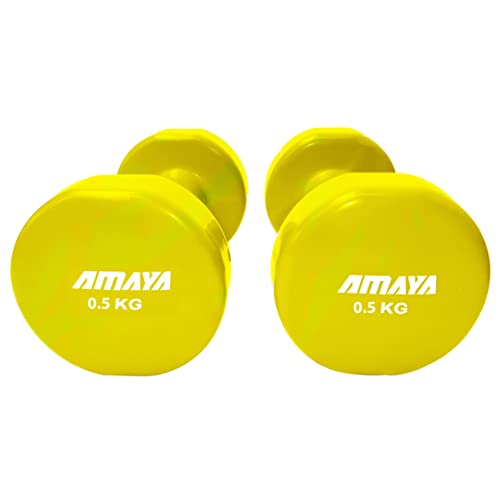 Mancuernas de Vinilo. Set 2 ud. - 0,5 Kg, Set 2 ud. Pesas de Vinilo para Gimnasio en Casa, Entrenamiento Cross Training, Fitness, Halterofilia, Base Estable para Colocar en Suelo