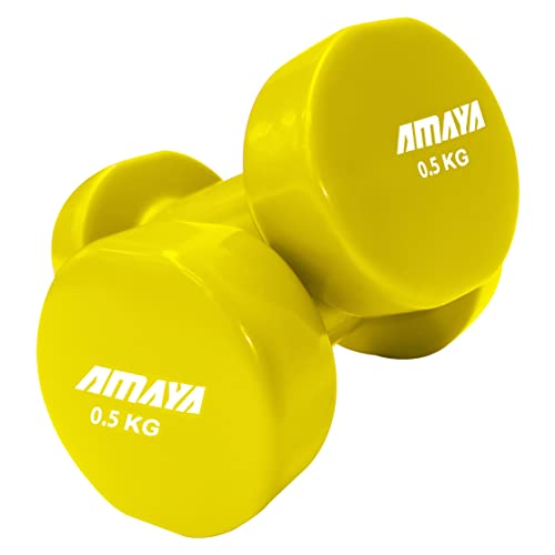 Mancuernas de Vinilo. Set 2 ud. - 0,5 Kg, Set 2 ud. Pesas de Vinilo para Gimnasio en Casa, Entrenamiento Cross Training, Fitness, Halterofilia, Base Estable para Colocar en Suelo