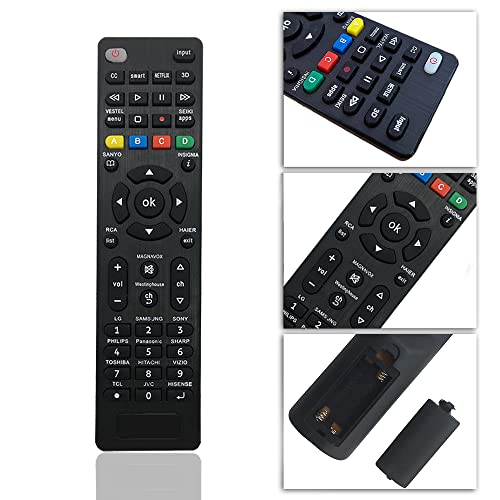 Mando Universal TV para Samsung, Vizio, LG, Sony, Panasonic, Smart TV, HAIER, Toshiba, Philips, TCL, Hitachi, Hisense - con 3D, Netflix, Botones APPS