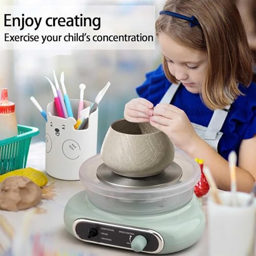 Máquina eléctrica de cerámica con rueda de cerámica, rueda giratoria de alfarero para niños adultos, máquina formadora de cerámica con juego de herramientas de arcilla, kit de cerámica DIY para green