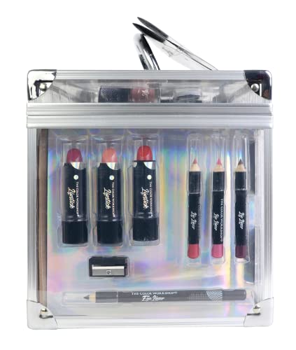 Markwins Maletín de Maquillaje Colour Delights Beauty Case - The Color Workshop - Un Kit de Maquillaje Profesional Completo en un Mega Maletín Transparente con Bordes Exteriores y Asa Metalizados