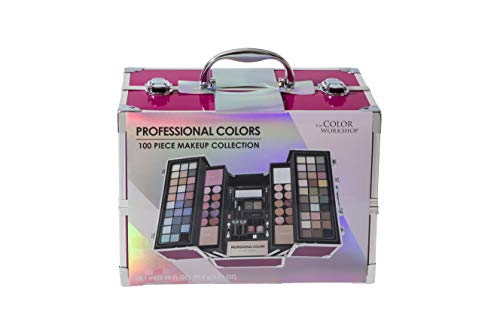 Markwins Maletín de Maquillaje Professional Color Pink Train Case - The Color Workshop - Un Kit de Maquillaje Profesional Completo en un Gran Maletín Plateado y Elegante para Llevar Siempre Contigo