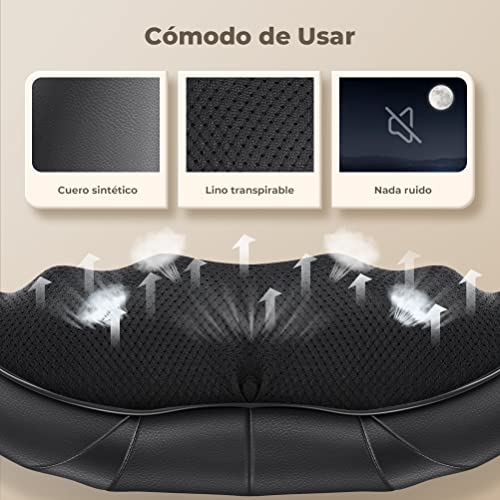 Masajeador Cervical y Espalda Da Calorito Masajeador Eléctrico Maquina de Masaje para Cervical, Espalda, Lumbares y Piernas Trae un Cinturón, PU Cuero Sintético