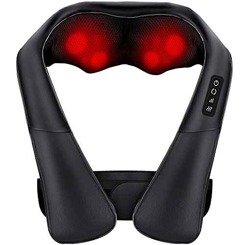 Masajeador Cervical y Espalda Da Calorito Masajeador Eléctrico Maquina de Masaje para Cervical, Espalda, Lumbares y Piernas Trae un Cinturón, PU Cuero Sintético