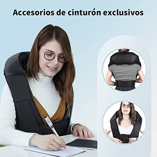 Masajeador Cervical y Espalda Da Calorito Masajeador Eléctrico Maquina de Masaje para Cervical, Espalda, Lumbares y Piernas Trae un Cinturón, PU Cuero Sintético
