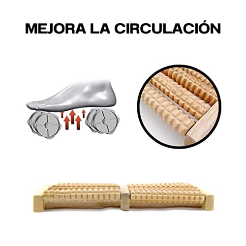 Masajeador de Pies de Madera - Masajeador para Alivio de Fascitis Plantar con Doble Rodillo -Reflexologia Podal Masajes en Piernas o Pies