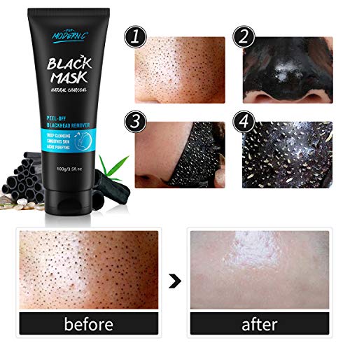 Mascarilla Peel Off Mascarilla Negra Mascarilla Para Eliminar Espinillas Con Carbón Mascarilla Facial, Purificador Con Removedor De Espinillas Kit De Herramientas Extractor Y Cepillo Para Mascarilla