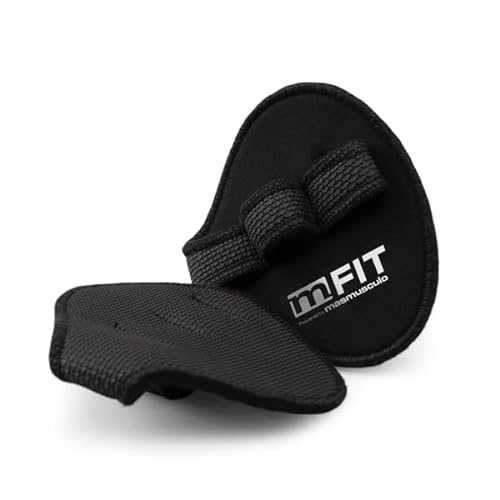 MASMUSCULO - MM Fit Line - Guantillas Gimnasio - Palma Acolchada y Resistente - Mejora el Agarre de Las Barras - Evita la Aparición de Callos - Antideslizante - Color Negro