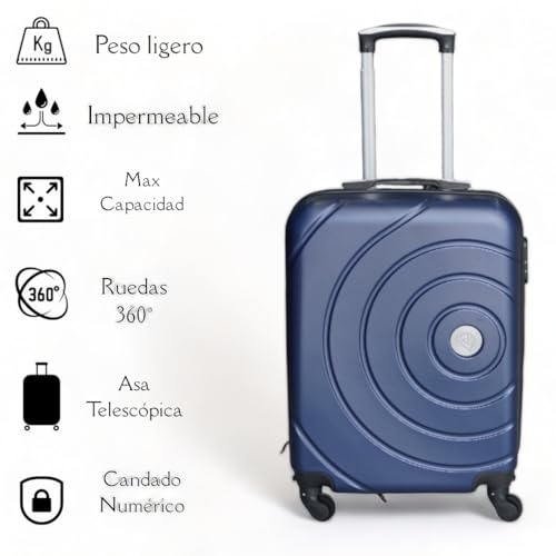 Max Star Maleta de Cabina 55x40x20cm, Rígida, Ruedas Gitarorias 360º, Ligera, Impermeable, Seguridad Numérica, Maleta de Viaje, Resistente, Equipaje de Mano (Azul)