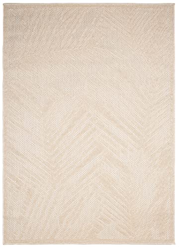 Mazovia Alfombra In- & Outdoor - Impermeable Alfombra Exterior - Alfombras de Patio, Balcón y Veranda - Diseño Floral de Outdoor - Beige Crema 60x100 cm