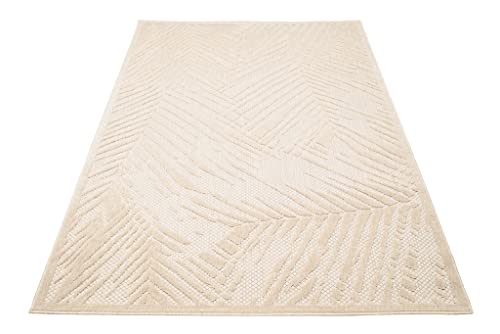 Mazovia Alfombra In- & Outdoor - Impermeable Alfombra Exterior - Alfombras de Patio, Balcón y Veranda - Diseño Floral de Outdoor - Beige Crema 60x100 cm