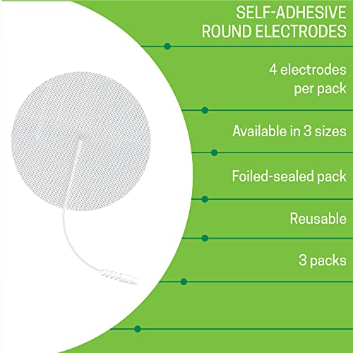 Med-Fit TENS - Almohadillas de electrodo redondas autoadhesivas para máquina, gel hipoalergénico no irritante, 3 paquetes en total de 12 electrodos (75 mm redondo (paquete de 12))